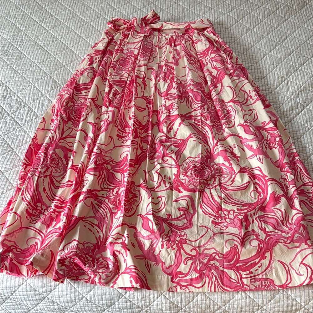 Lilly Pulitzer Pink and Red Maxi A-Line Skirt